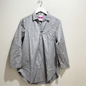 FRESH PRODUCE Women’s Gray Collared SHEETING  TUNIC Top Tunic Popover Sz M